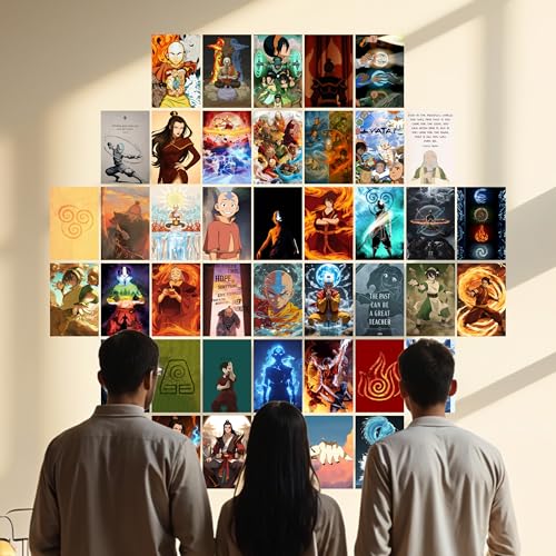 Image of The Last Airbender Posters Set of 54 - 4x6 Inch Cartoon Wall Art Prints | Elemental Characters & Iconic Moments | Aesthetic Room Decor & Wall Collage Kit