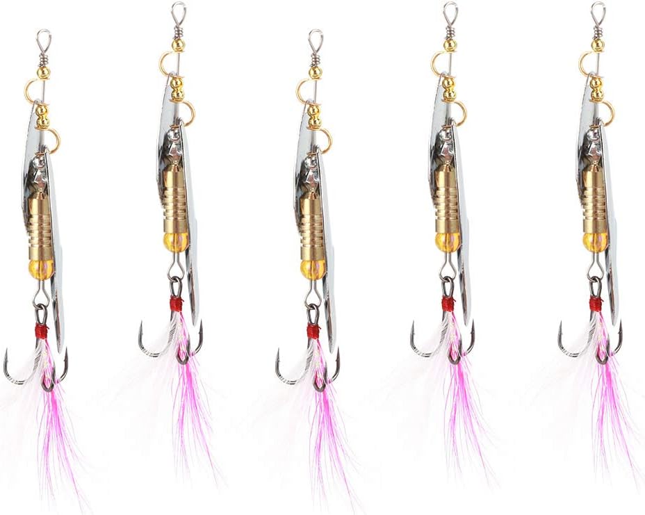 Fishing Tackle, Rotation Fishing Lure, Lifelike Swimming Movements 5PCS for Angle Fishing Enthusiasts Wild Fishing Sea Fishing(7G)