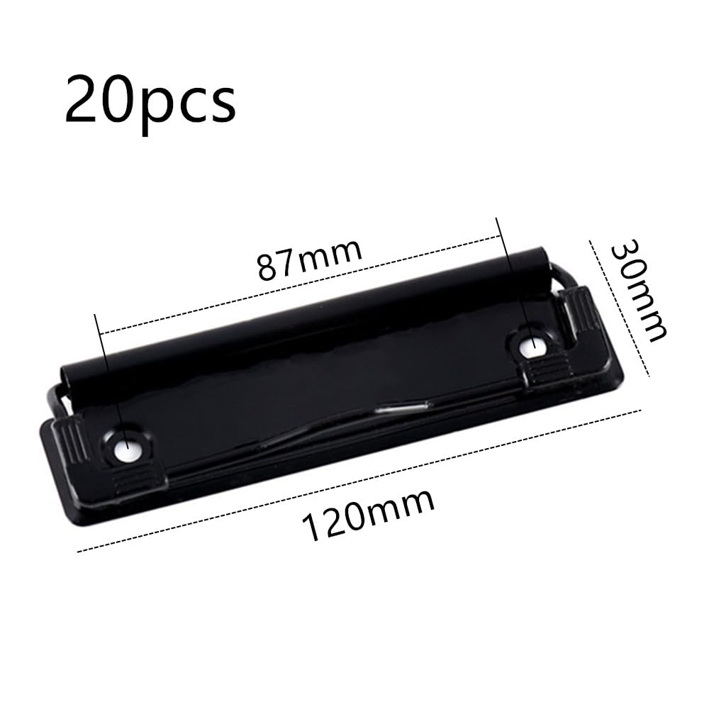 Portapapeles con clip, mecanismo de sujeción de alambre, 20 unidades, soporte para placas para artículos de papelería, carpetas de bolsillo, carpetas de oficina, color negro