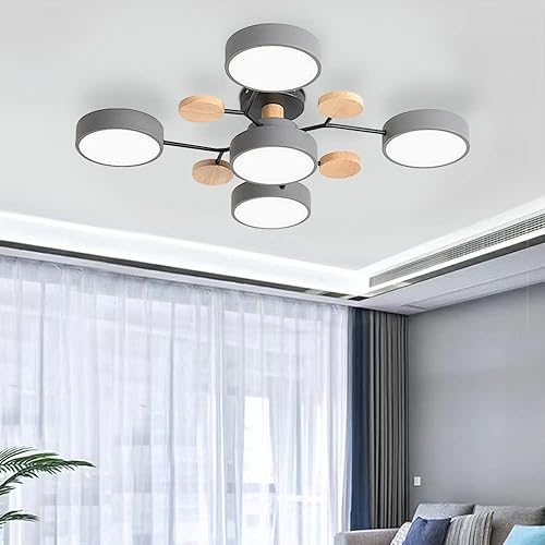 DELIPUSHI Ceiling Light 5 Light 30-Inch Grey Modern Chandelier is Used for Led Ceiling Light Bedroom Lamps Dining Room Living Room 55w DELIPUSHI Ceiling Light 5 Light 30-Inch Grey Modern Chandelier is Used for Led Ceiling Light Bedroom Lamps Dining Room Living Room 55w