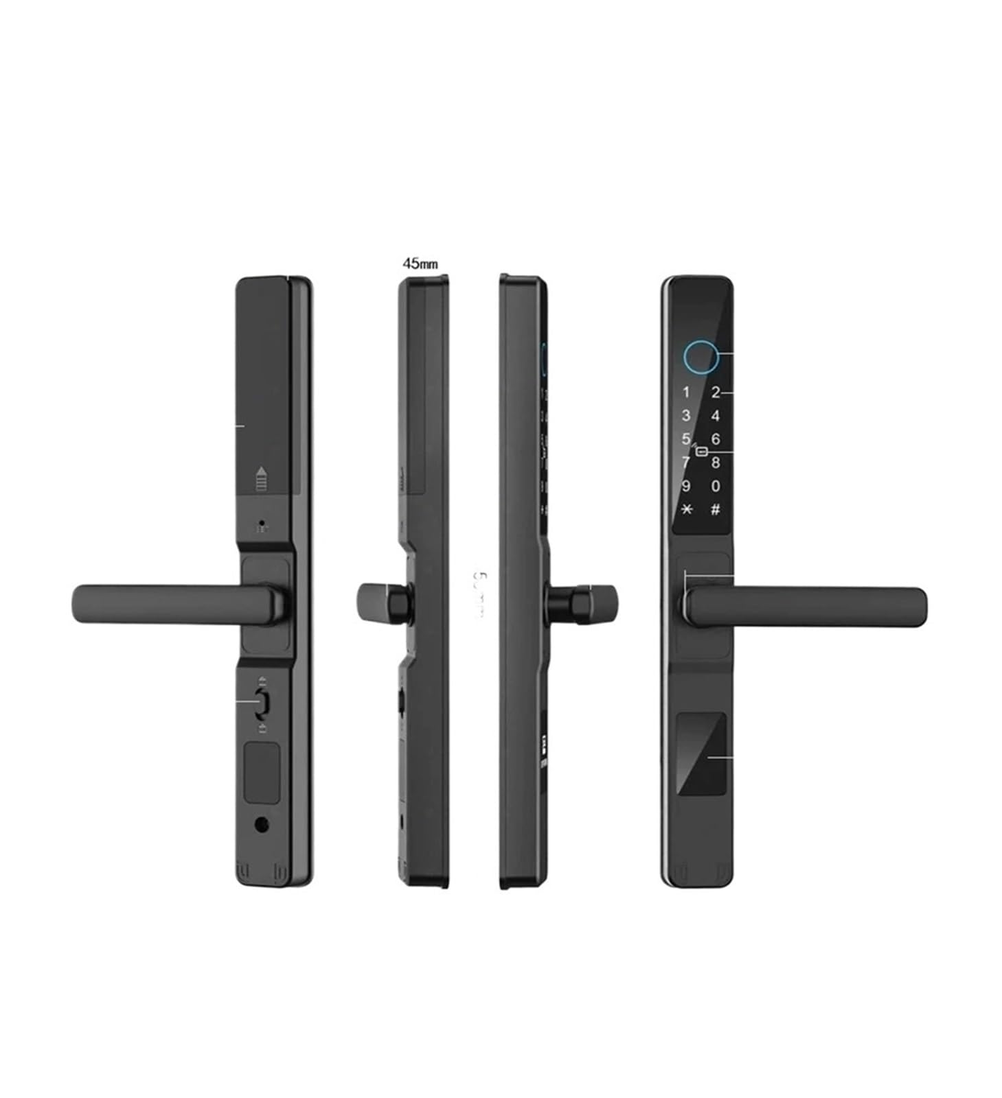 Serratura Intelligente, Porta scorrevole impermeabile Smart Lock Impronta digitale Scheda RFID Password Serratura elettronica in vetro di alluminio(Black3585-Long)