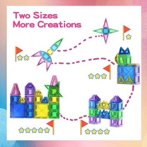 78PCS Magnetic Tiles Mini Travel Kids Set, Learning Sensory Toys,Preschool Classroom Magnetic Blocks Building Kids Toys & Games, for 3-8 Year Boys Girls Birthday Gift