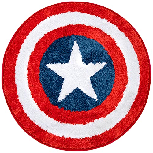 Jay Franco Marvel Avengers Shields Tufted Rug Tufted Polyester Bath Rug, Kids Bath (Official Marvel Product)