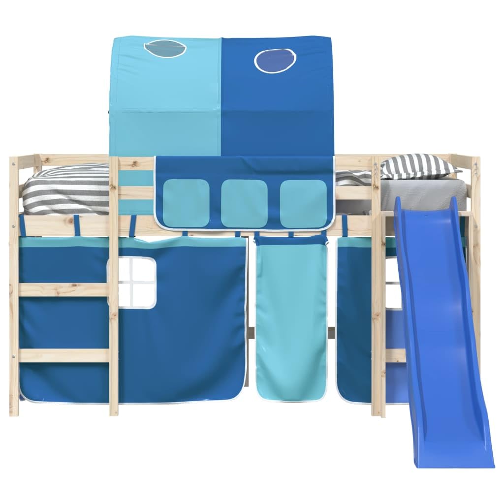 Cortinas para cama alta con túnel, poliéster azul, juego de accesorios duraderos con bolsillos de almacenamiento, fácil fijación, ideal para habitaciones infantiles, parque infantil y