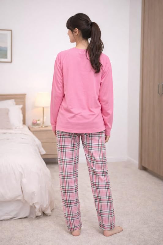 Image of LUXERUDRA Women's Pajama Set, Soft Breathable Korean Style Nightsuit with Top & Full Pants, Lightweight Loose Fit Nightwear & Loungewear for Girls & Women.