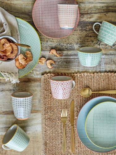 Bloomingville Tassen Carla - Kaffeetasse Teetasse mit Henkel, rot grün blau orange, Keramik, 4 Stück (1er Pack) – Ansicht 3