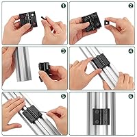 JiGiU 2 Stück Scharnier M6 für 3030 Aluprofil Nut 8, Zinklegierung, Schwarz – Ansicht 4
