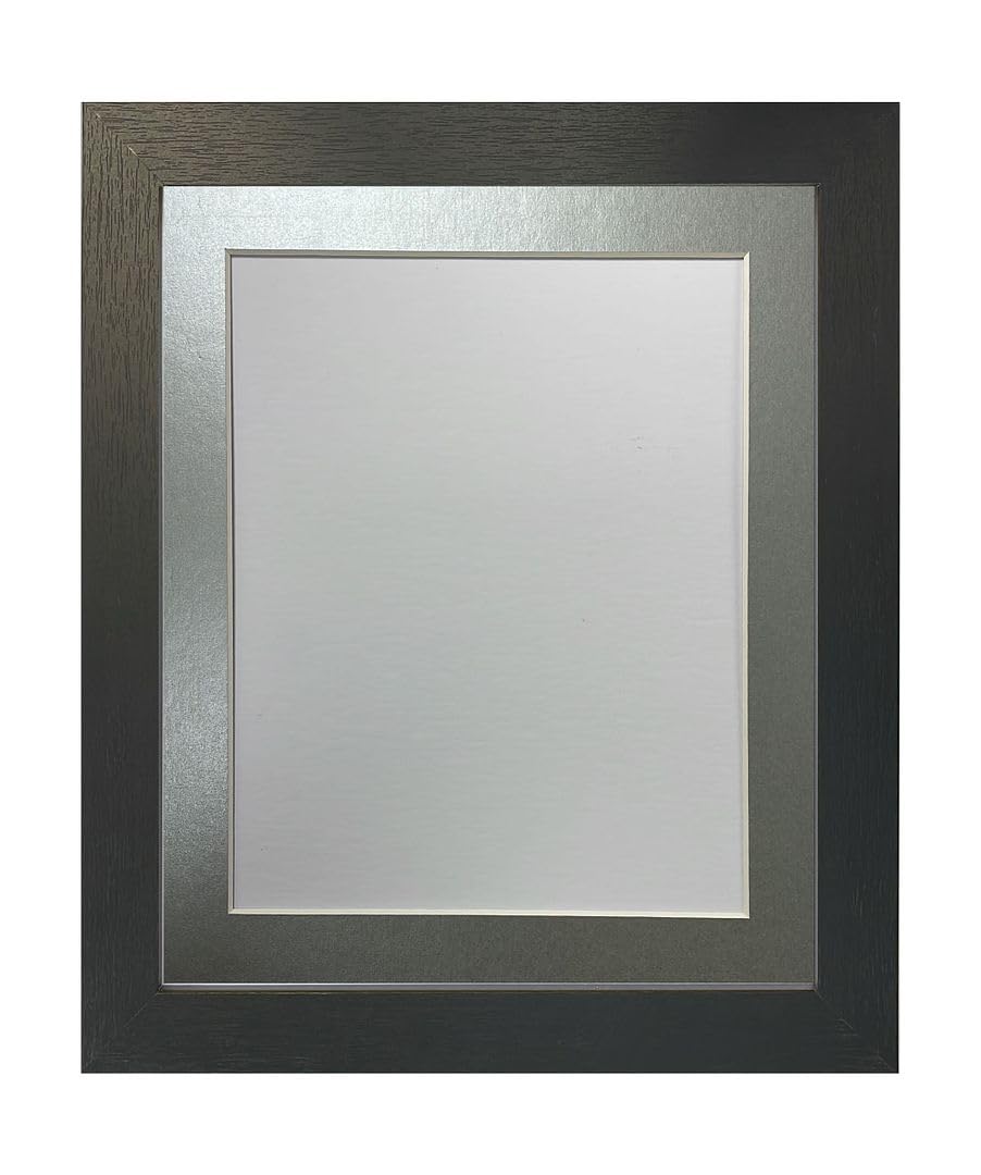 FRAMES BY POST Studio Black Ash Picture Photo Frame with Silver Mount 30 x 24 for Image Size 24 x 20