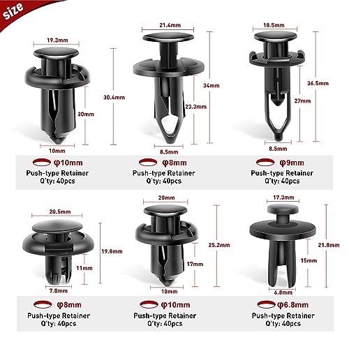 Image of Nilight 120PCS Car Retainer 6.3mm 8mm 9mm 10mm Expansion Screws Replacement Kit Bumper Push Rivet Clips for Honda Acura GM Chrysler Ford Toyota Lexus