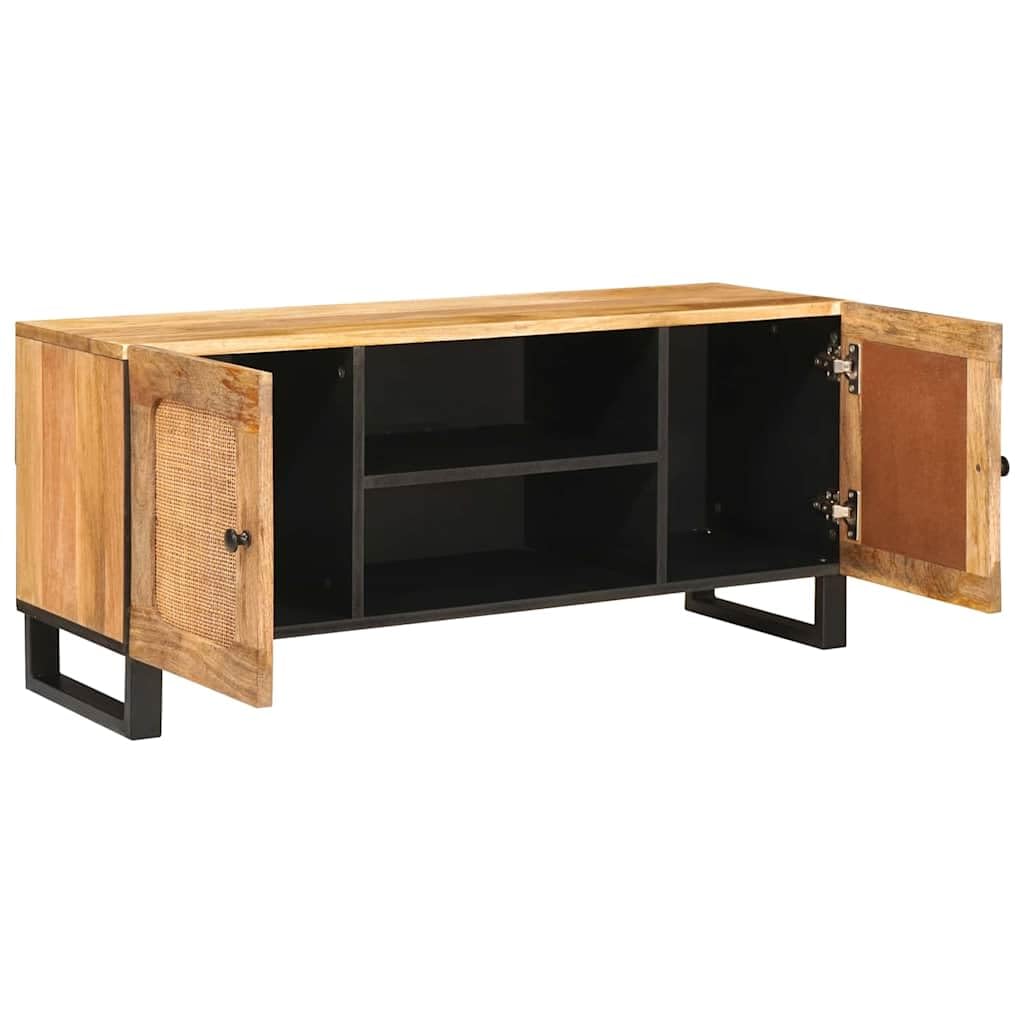 Mueble TV de madera de mango macizo, marrón, 105 x 33 x 46 cm, con