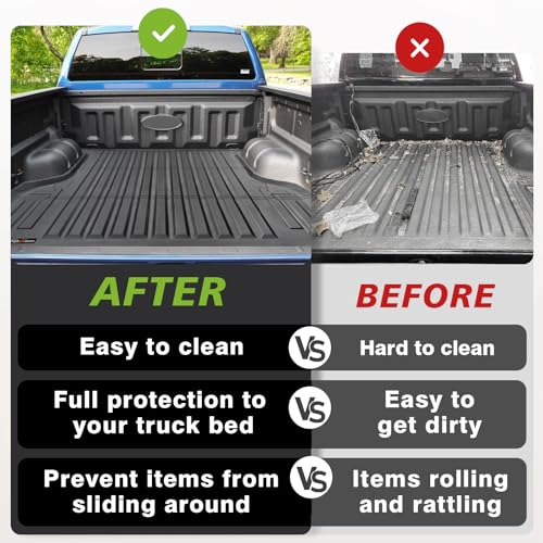 Image of TripleAliners Truck Mat Compatible with 2019-2023 Ford Ranger 5FT Accessories, Truck Bed Mat Heavy Duty Custom Fit All Weather Protection TPE Pickup Liner