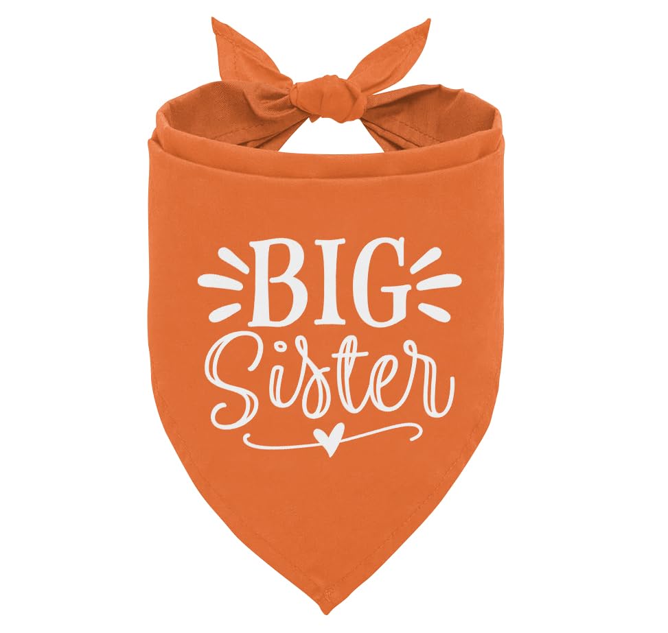 ZPPRJF Big Sister Dog Bandana, Big Sister Bandana for Dog, Dog Pregnancy Announcement, Orange Dog Bandana, Big Sister Dog Shirt, Dog Bandana Pet Scarf