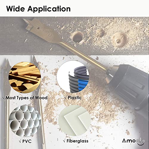 Amoolo 6974157526529 Spade Drill Bit Set - 6 Pcs Titanium Coating thumb #3