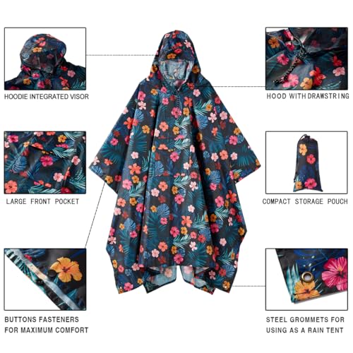 Image of salamra Hooded Rain Poncho Waterproof Raincoat Jacket for Men /Women /Adults with Pocket