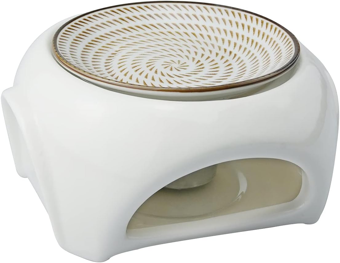 C.C. Tea Light Candle Holder Ceramic,Essential Oil Burner Diffuser Aroma Candle Warmers Yoga Spa Home Bedroom Decor, Candle Holders Kitchen & Home