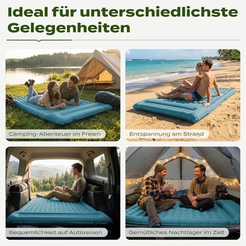 RUMBALUXY Isomatte Camping mit Fußpumpe & Kissen – 12cm Dicke, Reißfestes 50D Nylon – Ultraleicht Luftmatratze für Wandern, Rucksackurlaub… – Ansicht 6