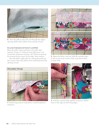 Image of Piece and Quilt as You Go: Techniques, Tips, and 24 Modern Designs Simplified (Landauer) Beginner's Guide with Step-by-Step Projects for Quilts, Bags, Scarves, and Potholders