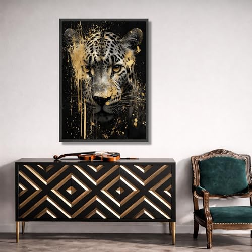 Tableau abstrait léopard toile 60x90 cm affiche animalière moderne - 3