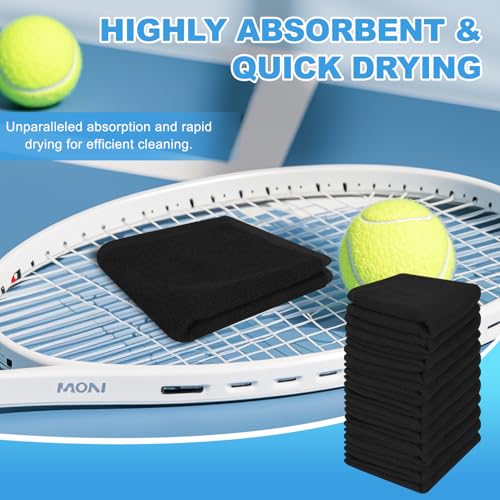 Image of 12 Pack 100% Cotton Wash Cloth, 12x12 Inch Highly Absorbent and Soft Feel Fingertip Towels, Machine Washable Washcloths for Bathroom, Gym, Hotel, Spa and Kitchen, Black