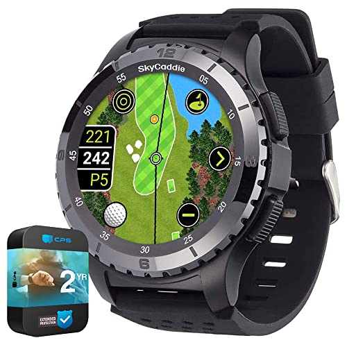 SkyCaddie LX5C Golf GPS Watch with Ceramic Bezel Black Bundle with 2 YR CPS Enhanced Protection Pack