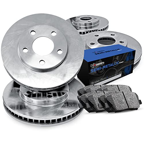 R1 Concepts Front Rear Brakes and Rotors Kit |Front Rear Brake Pads| Brake Rotors and Pads| Semi Metallic Brake Pads and Rotors |fits 2008-2010 Chevrolet Cobalt
