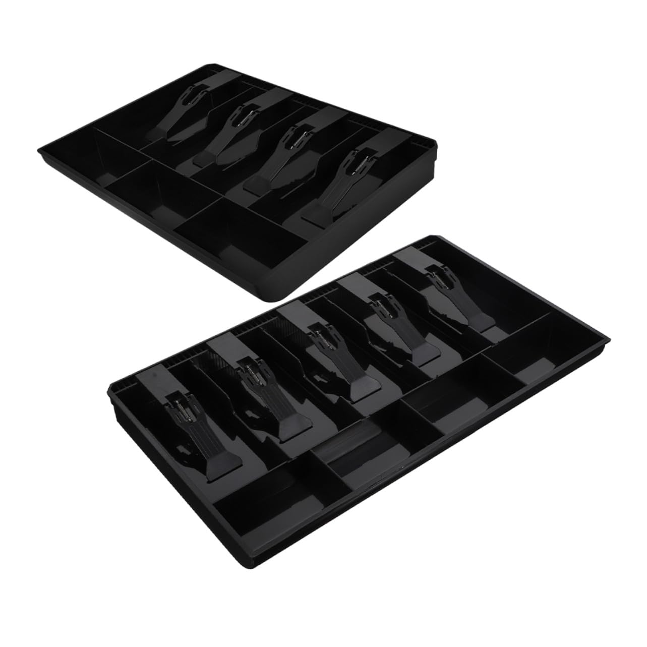 HOMSFOU 2 Piezas Organizador para Caja Registradora con Compartimentos Múltiples para Billetes y Monedas Bandeja de Almacenamiento Versátil para Accesorios Resistente y Espacioso para