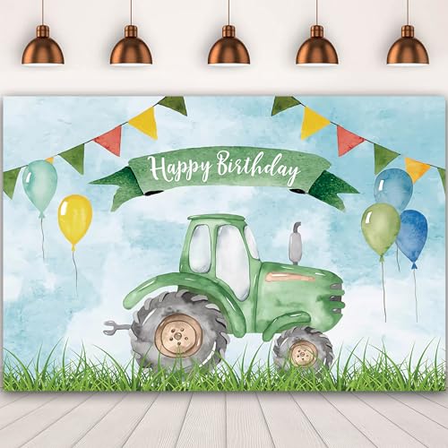 Fondo fotográfico tractor verde 7x5 pies miniatura 1
