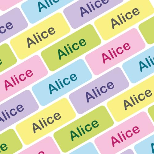 My Nametags® 175 Mini Name Stickers Pack | Personalised Small Labels for School Supplies Like Pens, Pencils, Markers & Other Stationery | Waterproof No-Iron Mini Tags for All Ages | Candy Colours