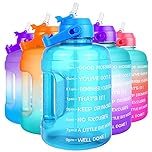 BuildLife Motivational Water Bottle 2.2L - Large Capacity Water Jug with Straw & Time Marker & BPA Free Ensure Enough Water-Drinking Throughout The Day (Light Blue, 2.2L)