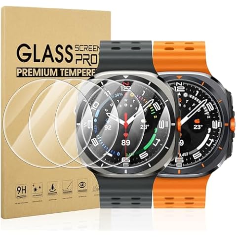 Suoman 4-Pack Screen Protector for Samsung Galaxy Watch Ultra 47mm,[Full Coverage Protective] 9H Hardness Tempered Glass Screen Protector for Galaxy Watch 7 Ultra 47mm Cover