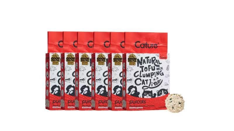 Arena para Gatos de Tofu Cature, Cature Premium Tofu - Control de Olor Plus 42L (16.8kg)