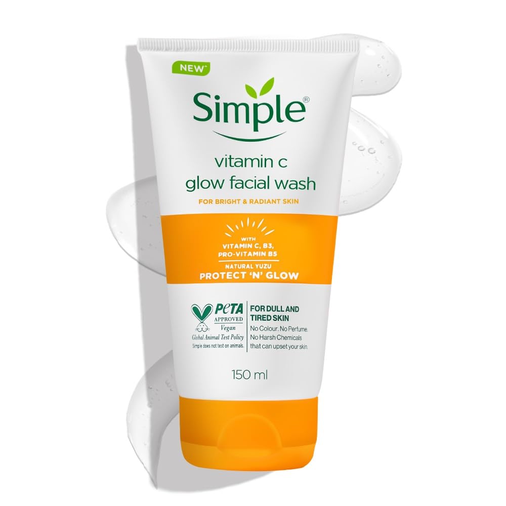 Vitamin C Glow Facial Wash | 100% Soap Free | Gentle Brightening Cleanser with Yuzu Lemon | Face wash for All Skin Types | Perfect for Sensitive Skin, 150ml