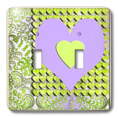 Interrupteur à baïonnette cœur violet et vert 3dRose LSP_29553_2 pour la maison