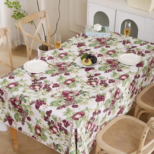 Image of Walrus Heavy Duty Vinyl Tablecloth with Flannel Backing Waterproof Oil-Proof Plastic Table Cloth Stain-Resistant Wipeable Rectangle or Square Table Cover for Indoor and Outdoor (Fruits, 52x70 Inch)