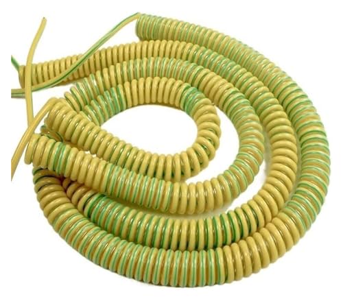 Cable espiral telescópico de resorte amarillo-verde mononúcleo de cobre 1PC 5