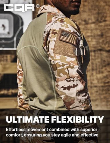 Image of CQR Men's Tactical Combat Shirt, 1 /4 Zip Long Sleeve Breathable Military BDU Training Top for Shooting, Hunting, Range Use