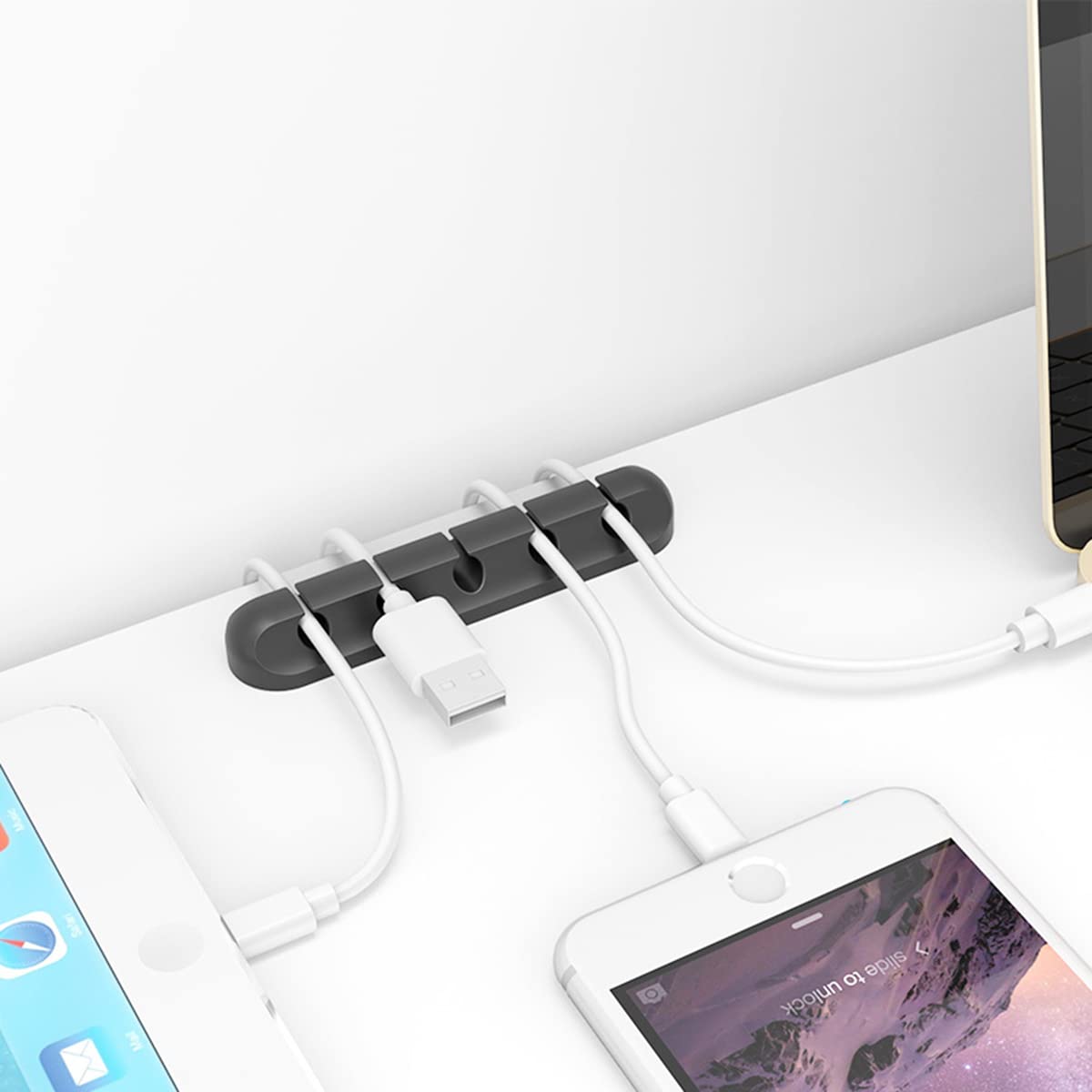 Clip Per Cavi Autoadesive In Silicone – Organizer Per USB E Fili – 6 Pezzi A 1 Slot – Per Casa E Ufficio - 2