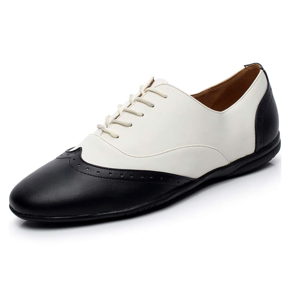 HIPPOSEUS Men's Latin Ballroom Dance Shoes Rubber Sole Wedding Party Dance Pums White,Model 9015,9.5 D(M) US