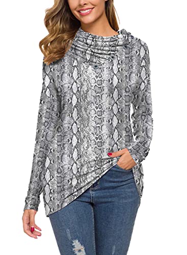 Image of WEACZZY Women's Long Sleeve Shirts Button Cowl Neck Casual Loose Tunic Tops Blouse Dressy Fashion 2026