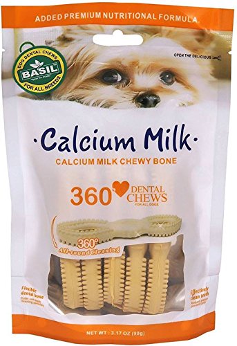 Basil Calcium Milk Dental Dog Chew Bone By Pawsitively Pet Care (Pack of 2)