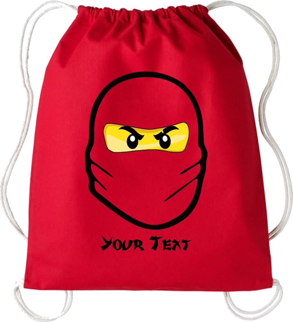 Personalised Ninja Disguise Backpack Your Custom Name Or Text Funny Birthday Gift Ninja Lovers Unisex Gift Rucksack Drawstring Bag (Red)