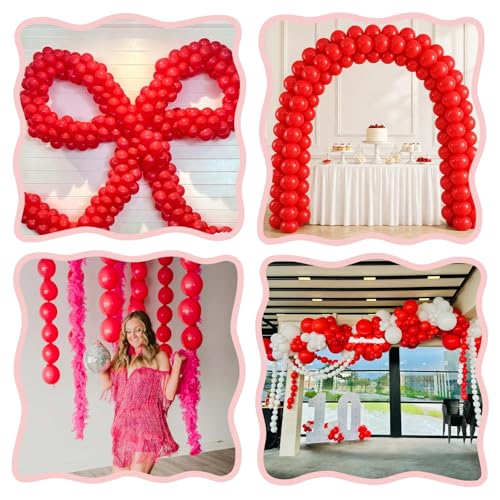 Image of Red Link Balloons,120Pcs 6Inch Red Latex Linking Balloons for 4th of July Birthday Baby Shower Wedding Anniversary Valentine's Day Party Decorations