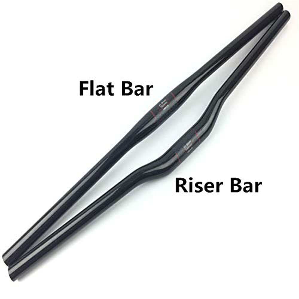 Alfa Pasca Guidon de VTT 31.8, VTT Plat / Riser Red MTB Guidon 680/700/720/740/760 Carbon VTT Guidon, No logo Black-3K glossy, Flat 680