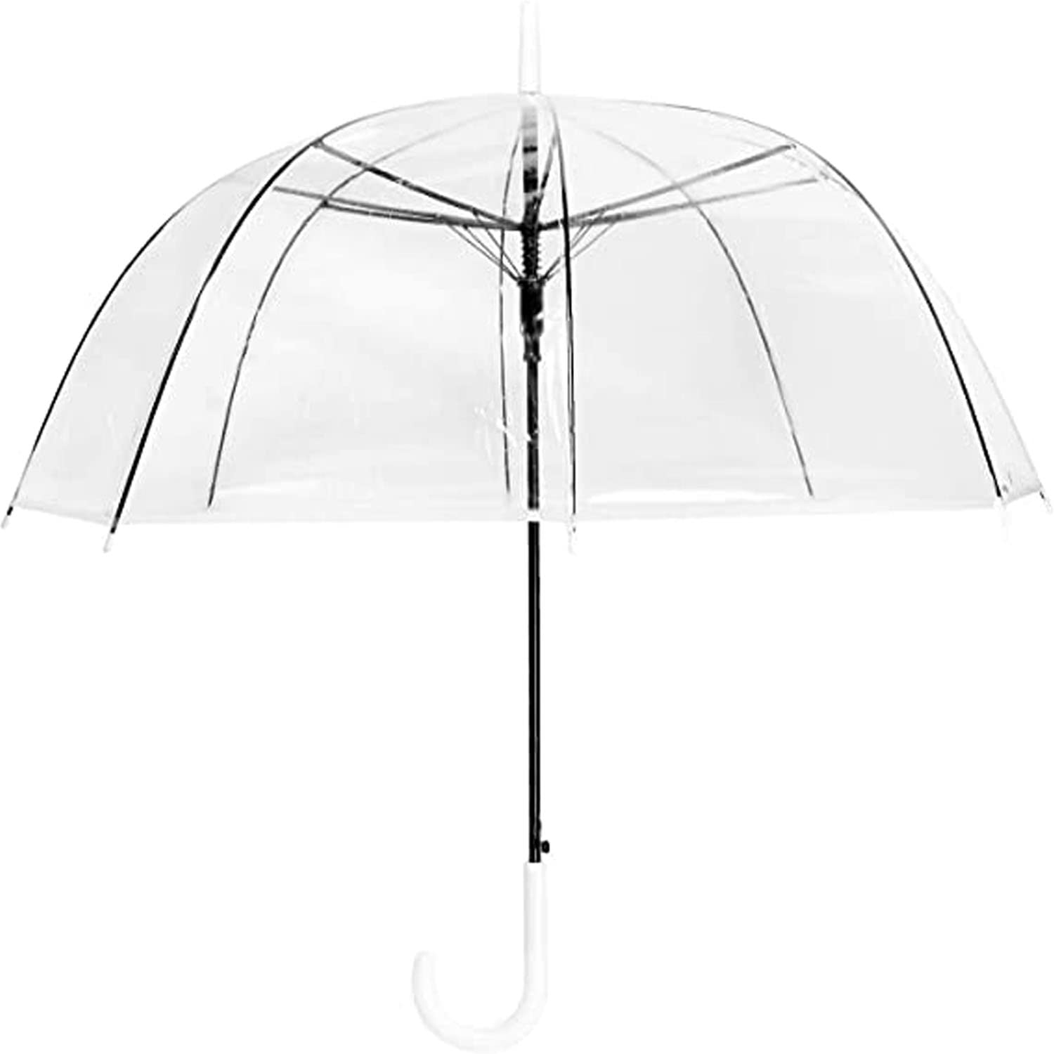 ( 3 pcs ) Wedding Umbrella Automatic Open Rounded Clear Umbrella Windproof Bubble Umbrella J Handle Large Canopy Stick Umbrella for Bride Groom Photography Rain Ceremony Pvc Dome Transparent Umbrella