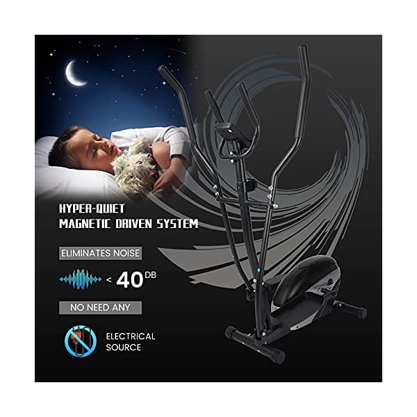 Dpforest Elliptical Exercise Machine for Home Use - Magnetic Elliptical Cross Trainer with LCD Monitor and Pulse Sensors,8 Resistance Levels for Indoor Gym Workout