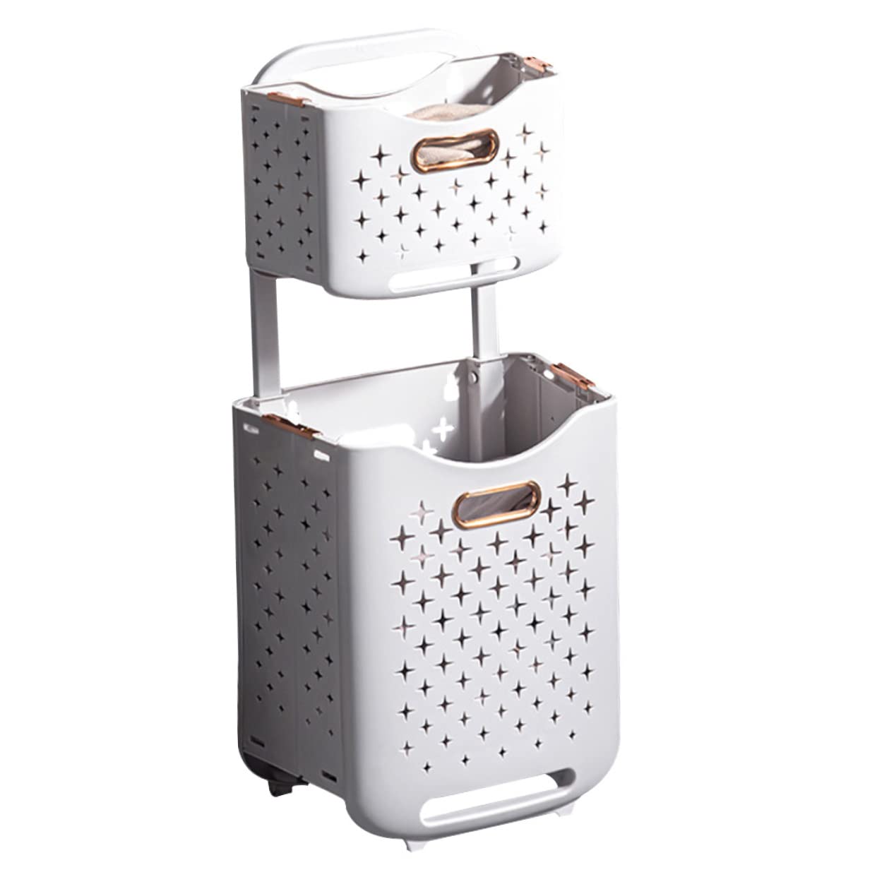 Panier à linge double couche Mikikit avec roues panier de rangement pour salle de bain compact
