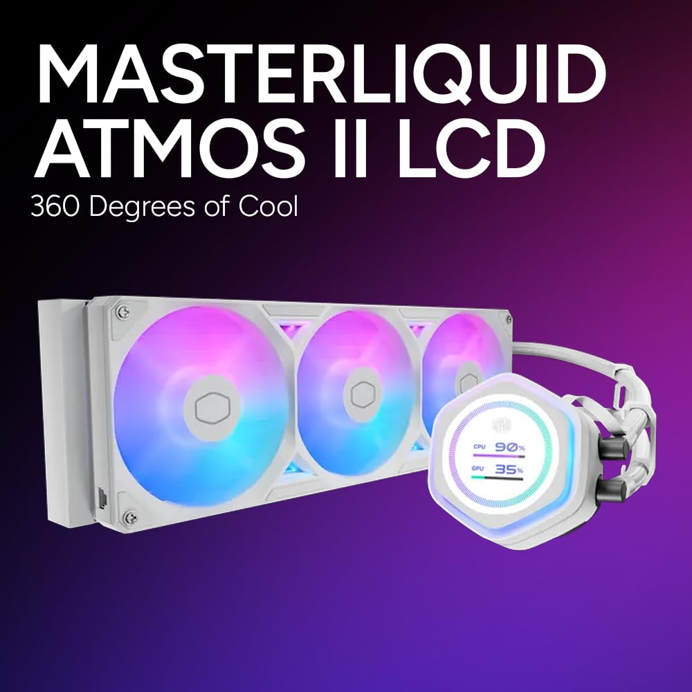 Cooler Master ML 360 Atmos II LCD ARGB CPU Liquid Cooler White