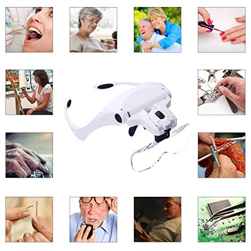 Headband Magnifier Glasses LED Magnifying Loupe Head Mount Magnifier Hands-Free Bracket And Headband