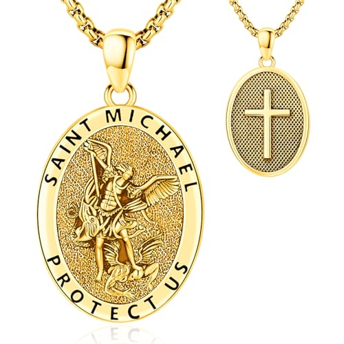 Saint Necklace S925 Sterling Silver Patron St Amulet Medal Protection Pendant Jewelry for Men Women