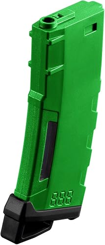 Miniatura 26 de Lancer Tactical Airsoft M4 M16 Series Polímero 130 Capacidad Redonda Ventana Transparente Alta Velocidad MidCap Airsoft Magazine Rojo